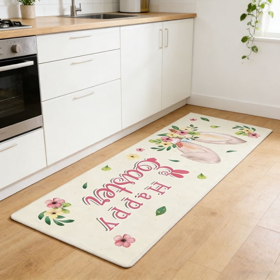 Tyidzon Easter Kitchen Rugs Spring Non Slip Floor Mat Super Absorbent Quick Dry Kitchen Mats for Floor Front Door Entryway Indoor Outdoor Home Decor