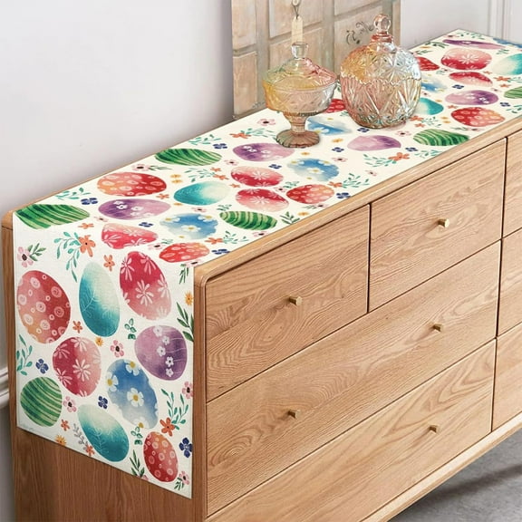 Tyidzon Easter Tablecloth, Colorful Easter Eggs Tablecloths 71 x 13 Inch Rectangle Easter Table Cloth for Picnic Home Kitchen Dining Party Supplies