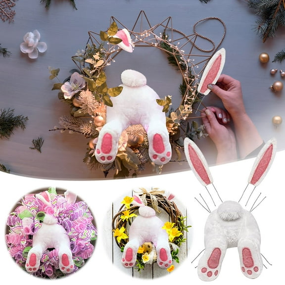 Tyidzon Easter Wreath, Bunny Butt Easter Decorations Hanging Spring Wreaths for Front Door Home Wall Craft Attachment Outdoor Indoor Farmhouse Holiday Decor (12", No Wreath)