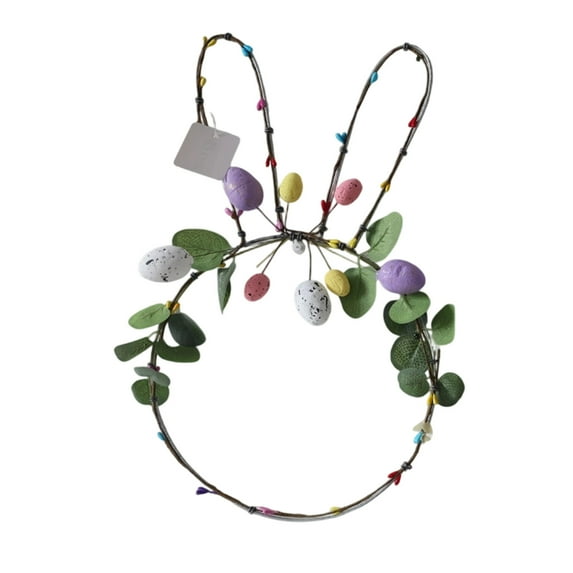 Tyidzon Easter Wreath, Hand-woven Bunny-shaped Easter Decorations Garland Hanging Spring Wreaths for Front Door Home Wall Outdoor Indoor Farmhouse Holiday Decor
