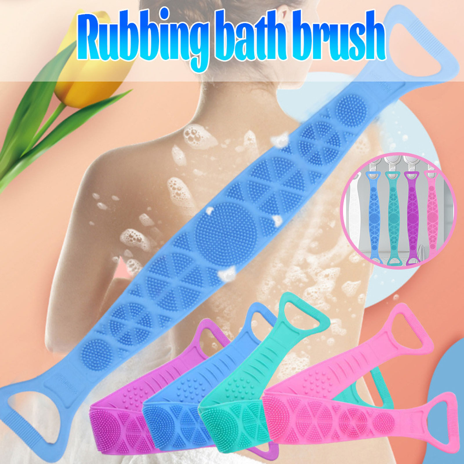 Back Scrub Tyidzon Exfoliating Back Scrubber with Handles, 26.8 Inch Double-Sided ...