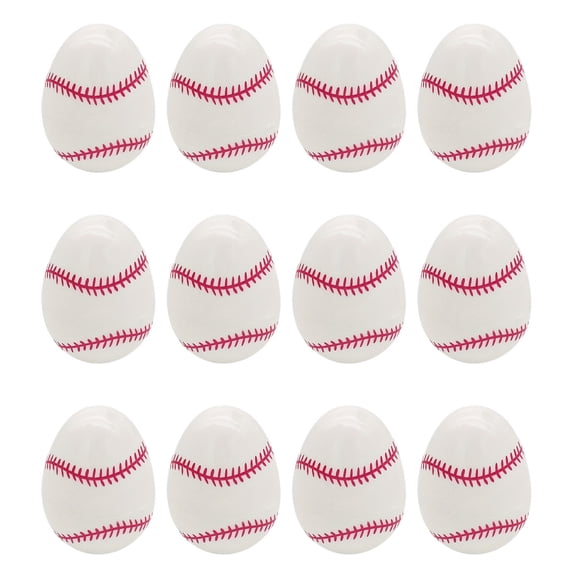 Tyidzon Fillable Easter Eggs, 12 Pack Plastic Easter Eggs with Sports Theme, 2.4" Snap Open Eggs for Easter Basket Fillers Eggs Hunt Party Supplies