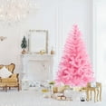 thumbnail image 1 of Tyidzon Flocked Christmas Tree, 6ft Hinged Artificial Christmas Tree with Full Branches, All-Pink Needles, Stable Metal Stand Easy Assembly Pine Trees for Home Holiday Party Decoration, 1 of 6