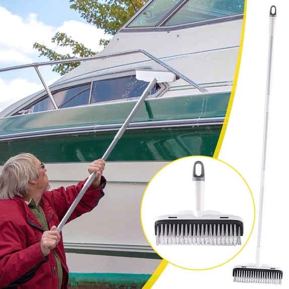 Tyidzon Floor Scrub Brush with 48 Inch Long Adjustable Handle 2 in 1 Scrape Brush Stiff Bristle Floor Scrubber for Cleaning Shower Bathroom Garage Kitchen Wall Deck Tub Tile