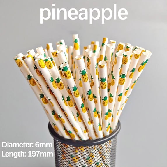 Tyidzon Fruits Paper Straws, Straws Disposable for Party Supplies, Birthday, Wedding, Bridal/Baby Shower, Juice, Shakes, Pack of 100