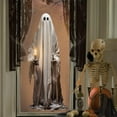 thumbnail image 1 of Tyidzon Halloween Decorations Wall Stickers Window Clings Decor, 4Pcs Large Scary White Ghosts with Candle, Halloween Wall Decals Indoor, School Home Office Party Supplies, 1 of 6
