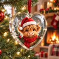 thumbnail image 1 of Tyidzon Highland Cow Christmas Ornament, Heart Shape Flat Acrylic Print for Highland Cow Lovers and Tree Decoration, 3.15 in, 1 of 8