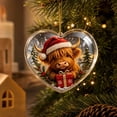 thumbnail image 1 of Tyidzon Highland Cow Christmas Ornament, Heart Shape Flat Acrylic Print with Hanging Cord for Highland Cow Lovers and Tree Decoration, 3.15 in, 1 of 7