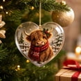 thumbnail image 1 of Tyidzon Highland Cow Christmas Ornament, Heart Shape Flat Acrylic Print with Hanging Cord for Highland Cow Lovers and Tree Decoration, 3.15 in, 1 of 7
