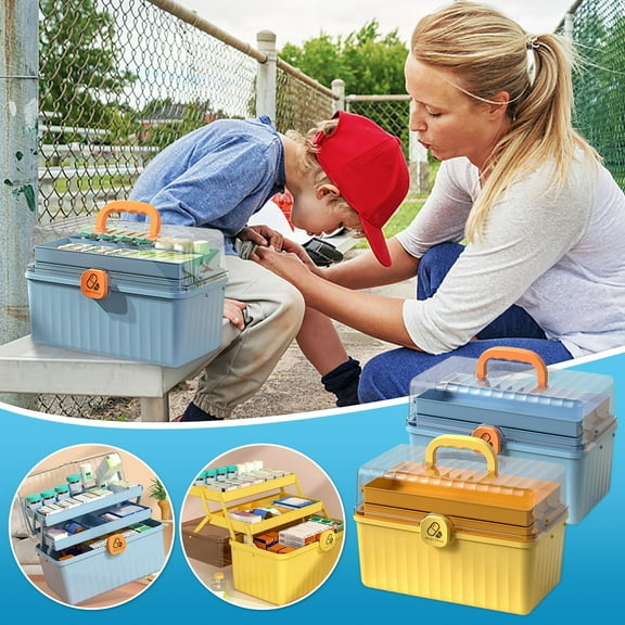 Tyidzon Home First Aid Kit 3-Tier Portable Medicine Pill Organizer Large Capacity Storage Box Family Emergency Kit Small Pill Box