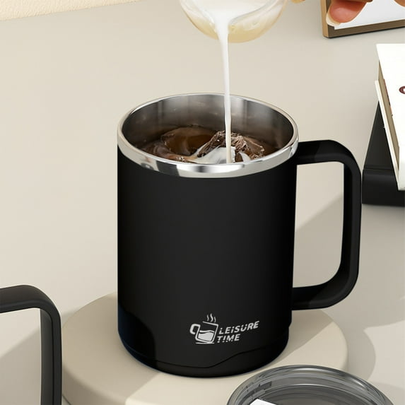 Tyidzon Insulated Coffee Mug, 20oz Stainless Steel Tumbler with Slider Lid Travel Coffee Cups with Handle for Camping Office Home, Black