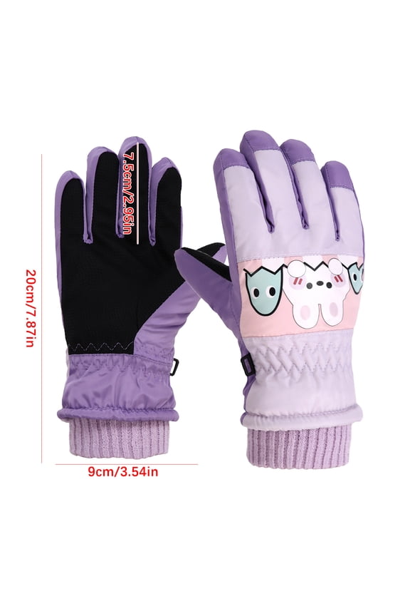 Kids Ski Snow Gloves, Winter Windproof Waterproof Thermal Gloves for Boys & Girls, Fits Youth Winter Sports, Skiing, Snowboard