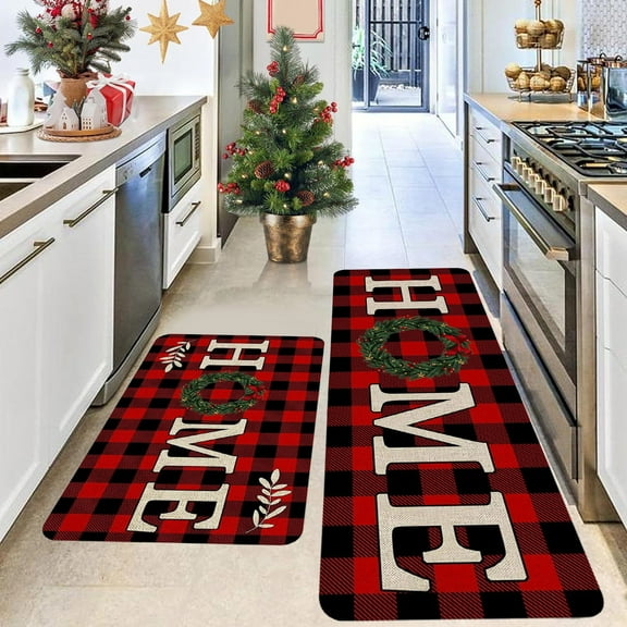 Tyidzon Kitchen Mats for Floor Set of 2 Pcs, Cushioned Non Slip Kitchen Rugs for Kitchen Floor, Absorbent Runner Comfort Standing Mats Washable for Kitchen, Office, Home (15"x47"+15"x23")