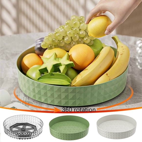 Tyidzon Lazy Susan Organizer - Rotating Spice Rack for Cabinet, Plastic Seasoning Turntable for Kitchen Countertop Table Top Pantry, Green 9"