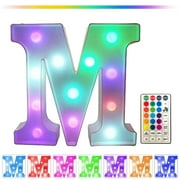 Tyidzon Light up Colorful LED Marquee Letter Lights, Changing Alphabet Letters Sign With Remote Timer for Night Light Girls Bedroom Wedding Birthday Party Lamp Christmas Home Bar Decor Colorful M