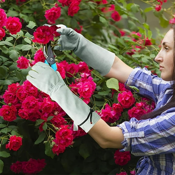 Tyidzon Long Gardening Gloves for Women, Breathable Thorn Proof Gauntlet Glove for Yard Garden, Outdoor Indoor Protective Work