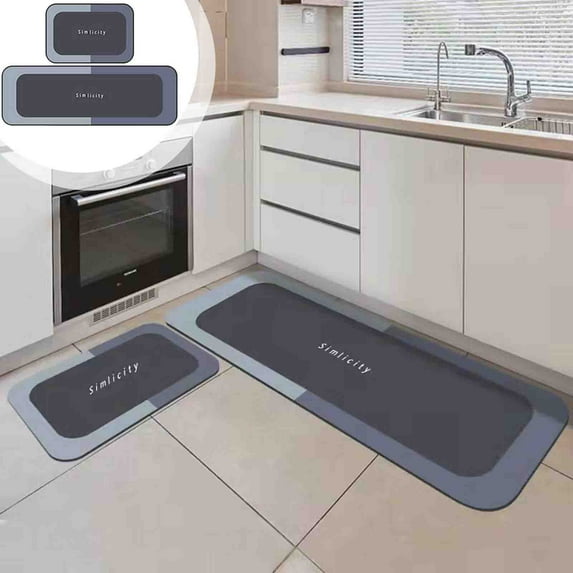 Tyidzon Non Slip Kitchen Mats for Floor Set of 2, Kitchen Rugs Absorbent Runner Comfortable Standing Mats Easy to Clean for Home (Navy, 16"x47"+16"x24")