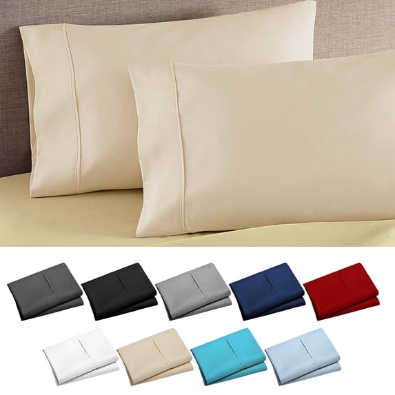 Tyidzon Pillow Cases King Size, 2 Pack 20x36 Inch Brushed Microfiber Pillow Covers with Envelope Closure, Breathable Fade Resistant Solid Bed Pillowcases for Home Bedroom, Beige