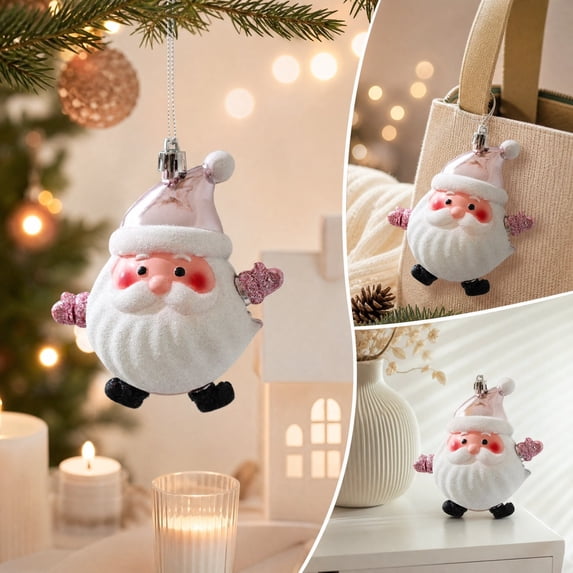 Tyidzon Pink Santa Christmas Ornament, Cute Hanging Doll Decor for Xmas Tree Wall Window Winter Holiday Party