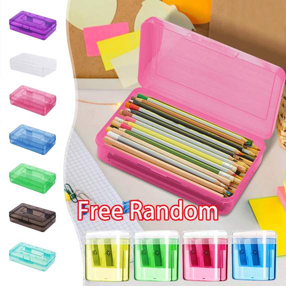 Tyidzon Plastic Pencil Box Large Capacity Pencil Case Clear Boxes Snap-Tight Lid Stackable Design for Middle School Students Office Supplies