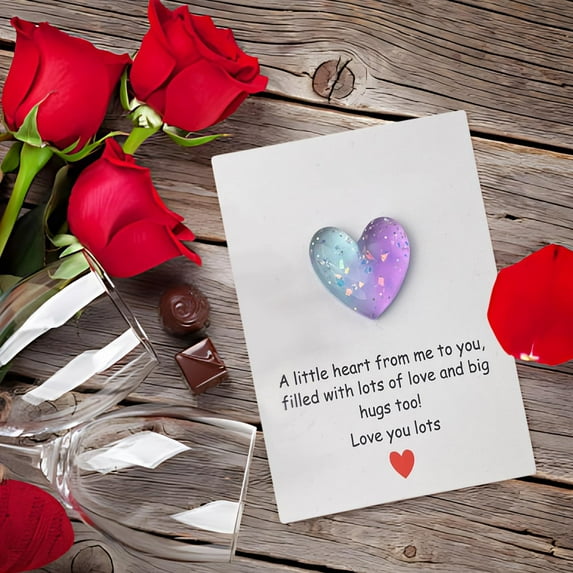 Tyidzon Pocket Hug Heart with Greeting Cards, Long Distance Relationship Gifts, Gifts for Boyfriend Girlfriend, Valentines Day Decorations I Love You Gift for Him Her