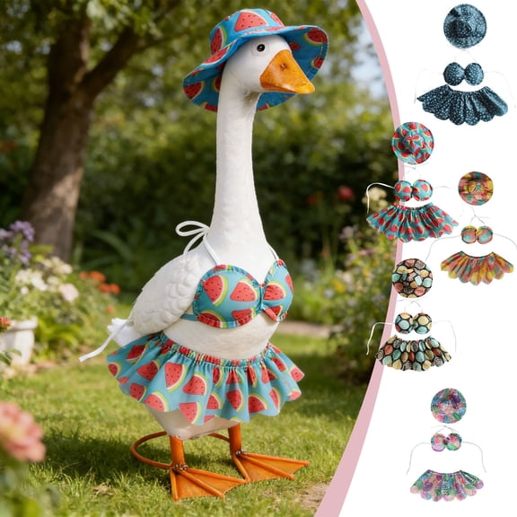 Tyidzon Porch Goose Outfits Set, 23 inch Spring Costume with Hat for Spring Summer Party Lawn Garden Patio Statue Decor