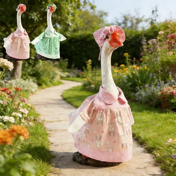 Tyidzon Porch Goose Outfits, Summer Lawn Goose Statue Costume, Yard Goose Outfit for 23" Statue Patio Garden Outdoor Decor