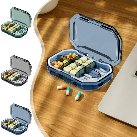 Tyidzon Portable Travel Pill Organizer, 6 Compartment Pill Case for Medicine Supplements Fish Oil Pills Box