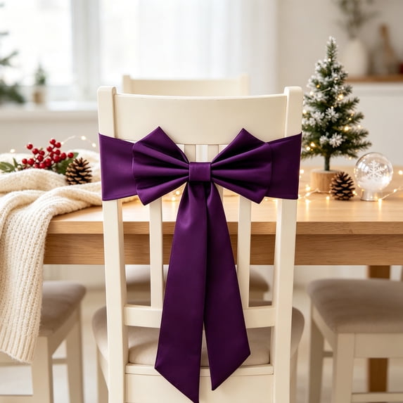 Tyidzon Pre-Tied Chair Sash Bow with Stretch Band for Weddings and Christmas