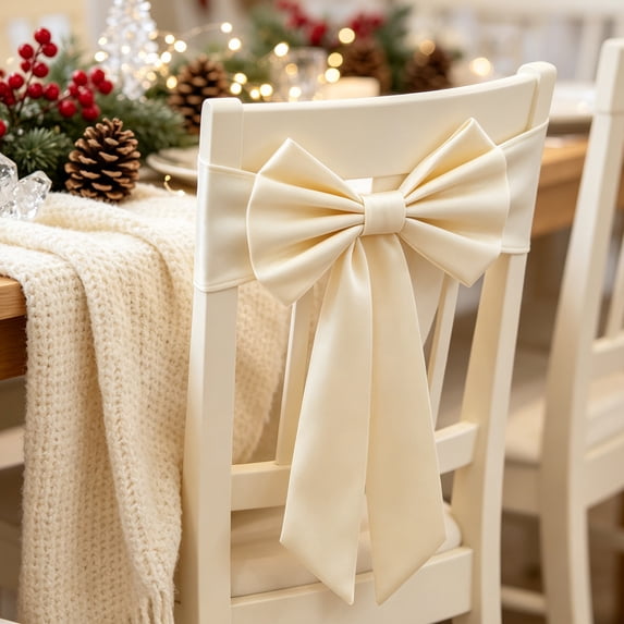 Tyidzon Pre-Tied Chair Sash Bow with Stretch Band for Weddings and Christmas