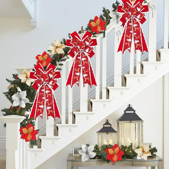 Tyidzon Red Bow Christmas Wreath Bow for Christmas Tree, 15 Inch Bows Wreaths for Front Door for Xmas Wreaths Garland Gift Wrapping Wedding Decor