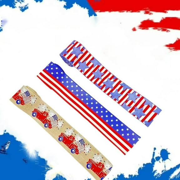 Tyidzon Red White and Blue Usa Fla Ribbon Independence Day Patriotic Ribbon, 4th of July Decorations Ribbon Diy Crafts for 4th of July, Independence Day, Memorial Day