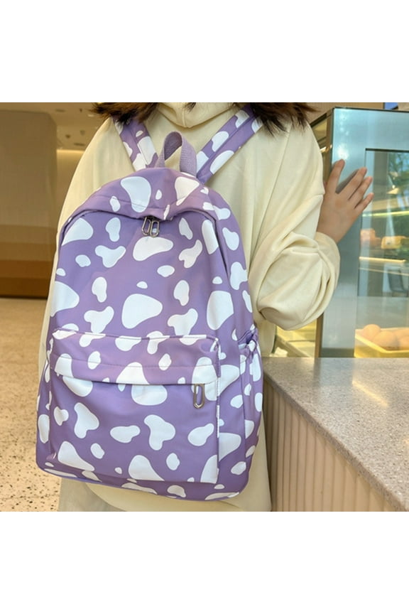 School Backpack for Teen Girls, Cute Cute Cow Print College Backpacks for Women Students Aesthetic Bookbag Large 15 inch Laptop Bag Middle School Travel Back Pack