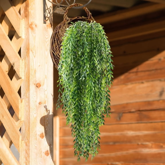 Tyidzon Simulation Willows Leaf Rattan Plant Home Decor, 26 Inch Artificial Plastic Leaf Fake Garland Indoor Living Room Wall Hanging Ceiling Dangling Green Decorative Weeping Willows