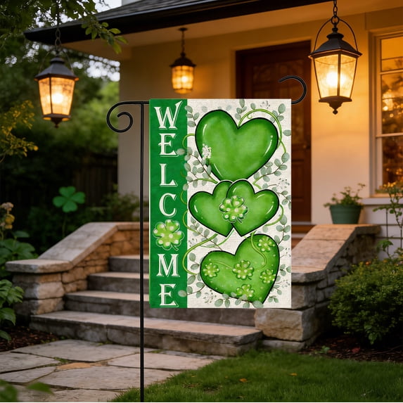 Tyidzon St Patricks Day Garden Flag, 12x18 inch Double-Sided Premiums Garden Flag St Patricks Day Outdoor Decor Shamrock Clovers Yard Flag Rustic Welcome Outdoor Farmhouse