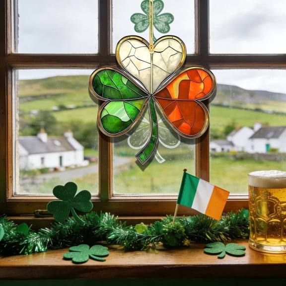 Tyidzon St Patricks Day Good Luck Clover Irish Gifts for Women, Acrylic St. Patrick's Day Accessories, Spiritual Gifts for Women Men