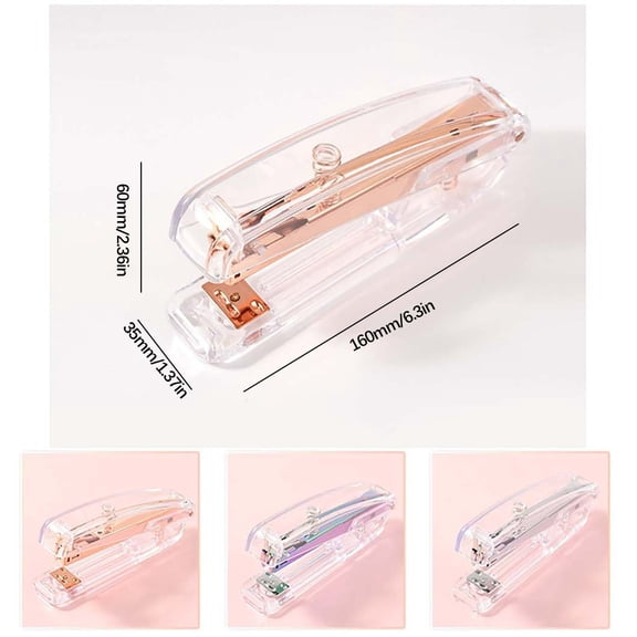 Tyidzon Staplers for Desk Fashion Transparent Durable Quality Spring, Reusable Desktop Stapler for Document Home Elementary Middle School Office Supplies