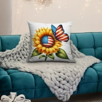 Tyidzon Sunflower Pillow Covers 4th of July Decorations Flax Pillow Case Outdoor Sofa Couch Farmhouse Home Decor, 18x18 Inch