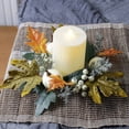thumbnail image 1 of Tyidzon Thanksgiving Maple Leaves with Berries Candle Rings Artificial Pumpkin Small Wreath for Thanksgiving Halloween Party Table Centerpiece Fall Decor, 1 of 7