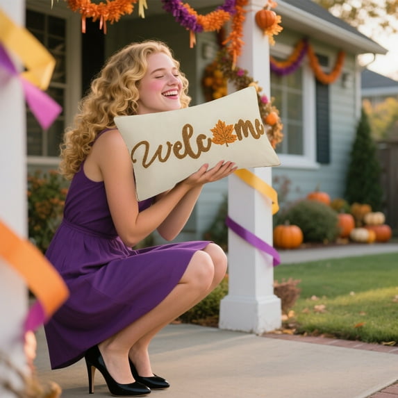 Tyidzon Thanksgiving Throw Pillow Covers 12 x 20 Inch Maple Leaves Decor Pillow Case, Soft Comfortable Pillowcases for Home Sofa Bedroom Couch Holiday Party Decor