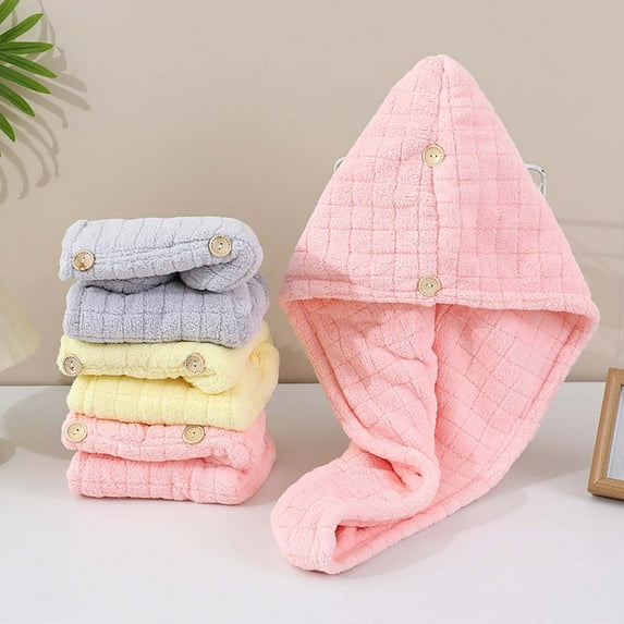 Tyidzon Thicken Shower Cap Soft Absorbent Quick Dry Hair Towel Wrap for Women, Long and Short Hairs, Turbans for Women, Wet and Curly Hair Wrap Towels, Yellow