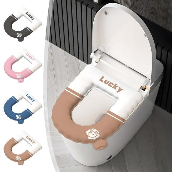 Tyidzon Toilet Seat Cover Pads Toilet-Seat Cushion Warmer Cover - Toilet Seat Cover Pads Warm Thick Bathroom Warmer Coffee