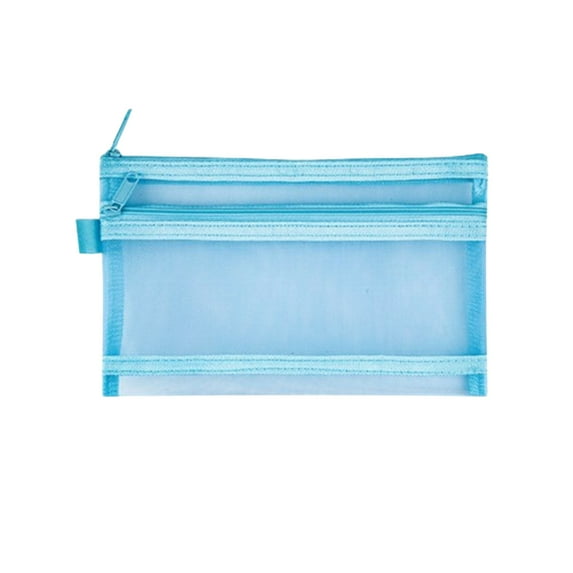 Tyidzon Transparent Mesh Zipper Pouch Bags, Large Capacity Pencil Pouch, Double-Layer Zipper Storage Bag for Classroom, College, Cosmetics Makeup, Travel & Office Supplies