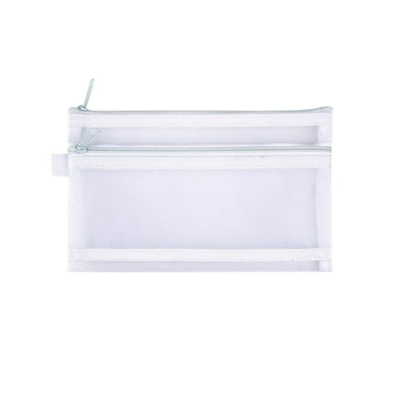 Tyidzon Transparent Mesh Zipper Pouch Bags, Large Capacity Pencil Pouch, Double-Layer Zipper Storage Bag for Classroom, College, Cosmetics Makeup, Travel & Office Supplies