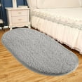 thumbnail image 1 of Tyidzon Ultra Fluffy Bedroom Rugs, Shaggy Gray Area Rugs for Bedroom, Oval Throw Rugs, Kid Room Small Runner Rug Non Slip Modern Home Decor 15.7X31.5 Inch, 1 of 8