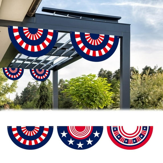 Tyidzon Usa Bunting Flags Independence Day Patriotic Decorations Fan Bunting Flag Outdoor Indoor for 4Th of July Decorations