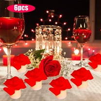 Tyidzon Valentines Day Decorations Rose Candles Set, 6Pcs LED Battery Flower Shaped Tea Lights Candles Battery Operated Red Romantic LED Tealight Candles for Valentine's Day Anniversary Decor
