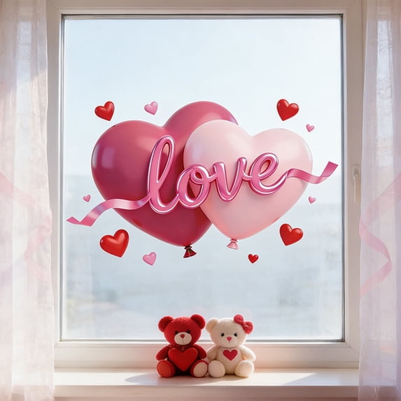 Tyidzon Valentines Day Window Clings - Cuttable Heart Stickers for Glass Mirror Home Decor - Removable & Reusable Valentines Decorations for Anniversary Wedding Party