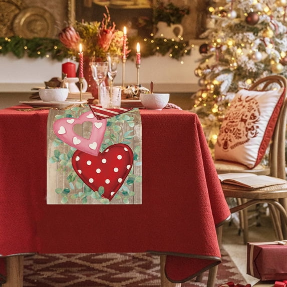Tyidzon Valentines Table Runner 72" Red & Pink Heart Table Runner for Valentines Day Decorations Anniversary Proposal Dining Kitchen Tabletop