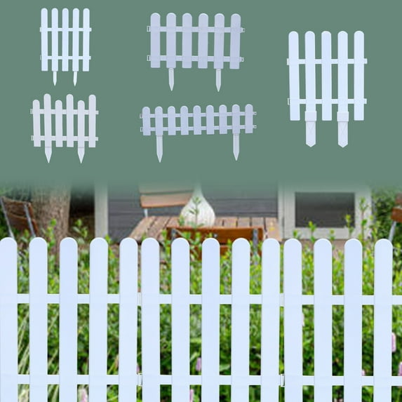Tyidzon White Picket Fence 5" H x 20" W Garden Fence Panels, Outdoor Decorative Fence Garden Picket Fence for Yard Walkways Landscape Patio Air Conditioner Fences